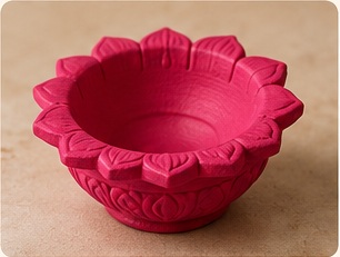 Terracotta diya painted in one solid base colour